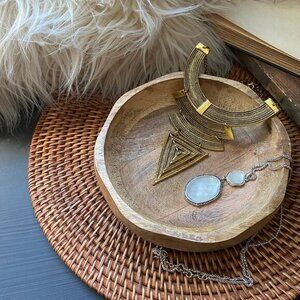 Anthropologie Carved Mango Wood Catch All Entryway Bowl